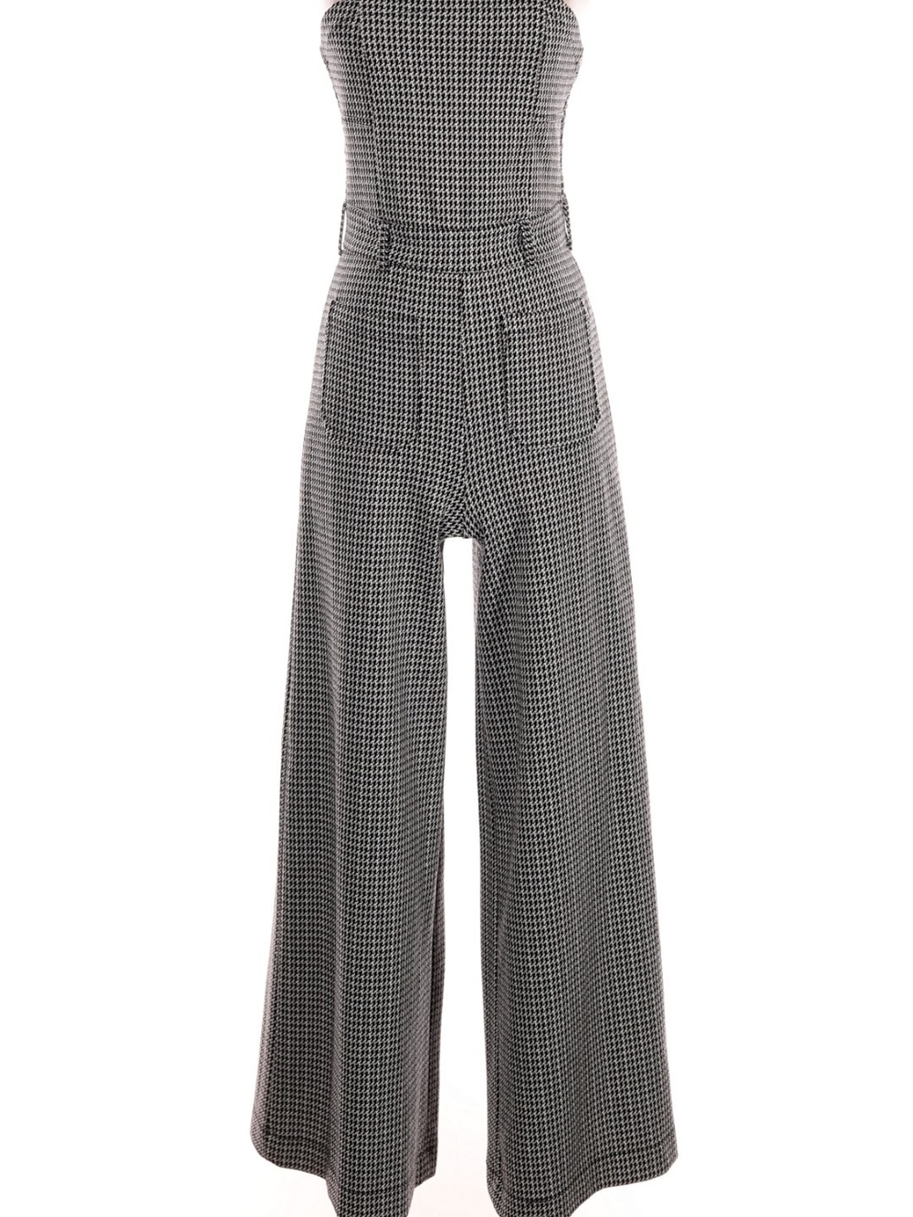 Maeve Anthropology Black & White Houndstooth Wide-Leg Jumpsuit